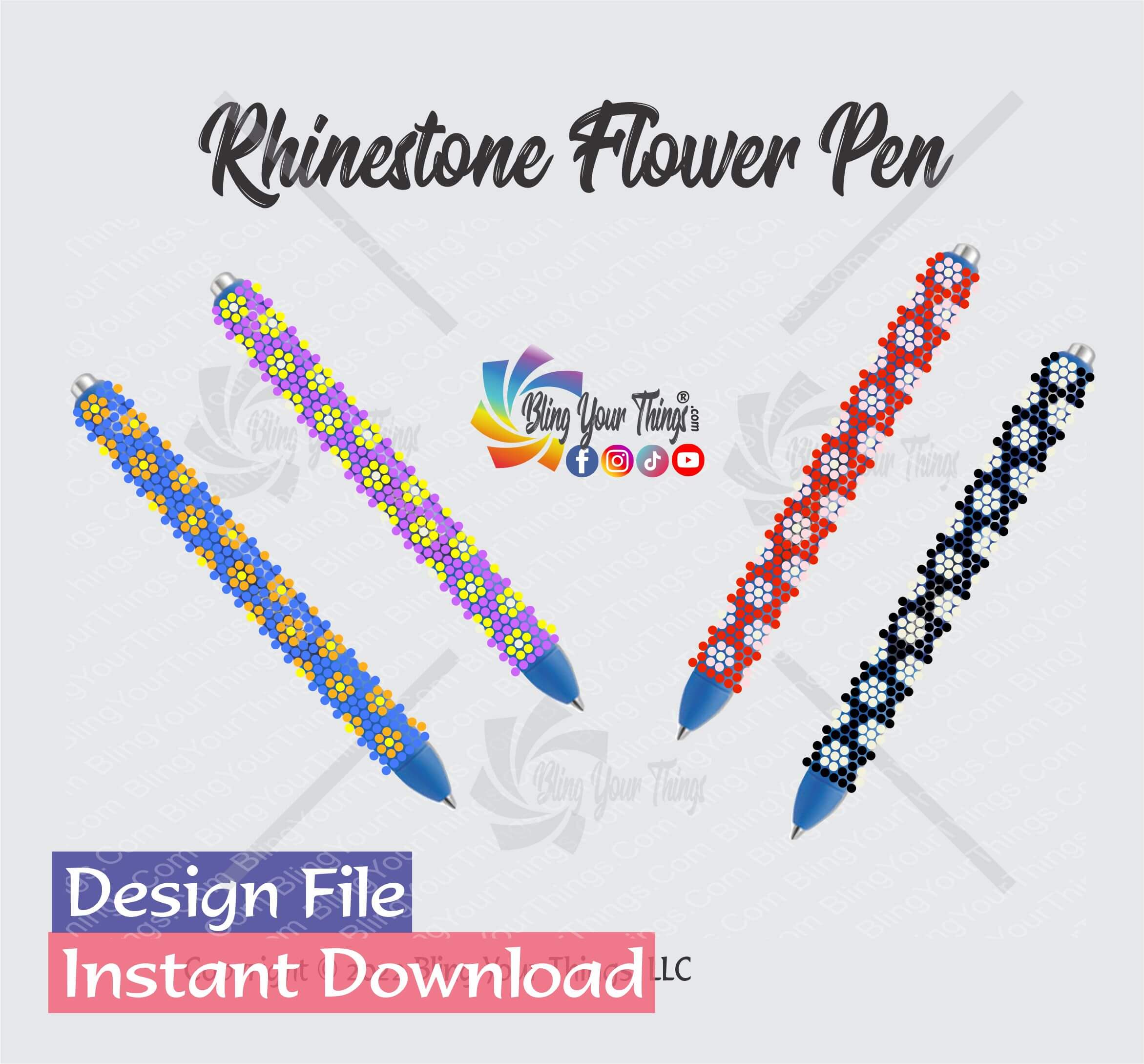 rhinestone pen pattern for ink joy gel pens using ss10 rhinestones